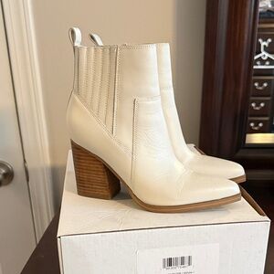 Marc Fisher Cream Ankle Boots